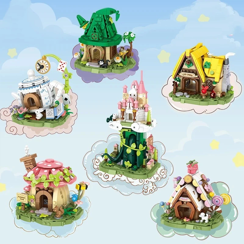 

Городской сказочный город, серия, модель дома, строительные блоки, MOC, украшение для рабочего стола, грибной чайник, конфеты, кирпичи, игрушки для детей, подарки