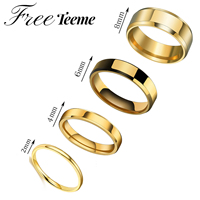 Freeteeme Punk 2mm/4mm/6mm/8mm Wide Simple Rings for Women Men Stainless Steel Smooth High Polished Wedding Finger Rings Jewelry
