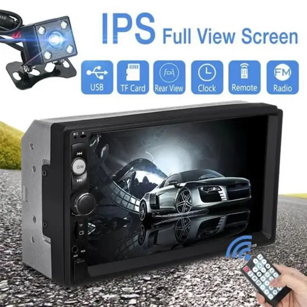 

7010B Car MP5 7 inch IPS Touch Screen FM Auxiliary Input Bluetooth compatible 1080P Auto Video with Backup Camera