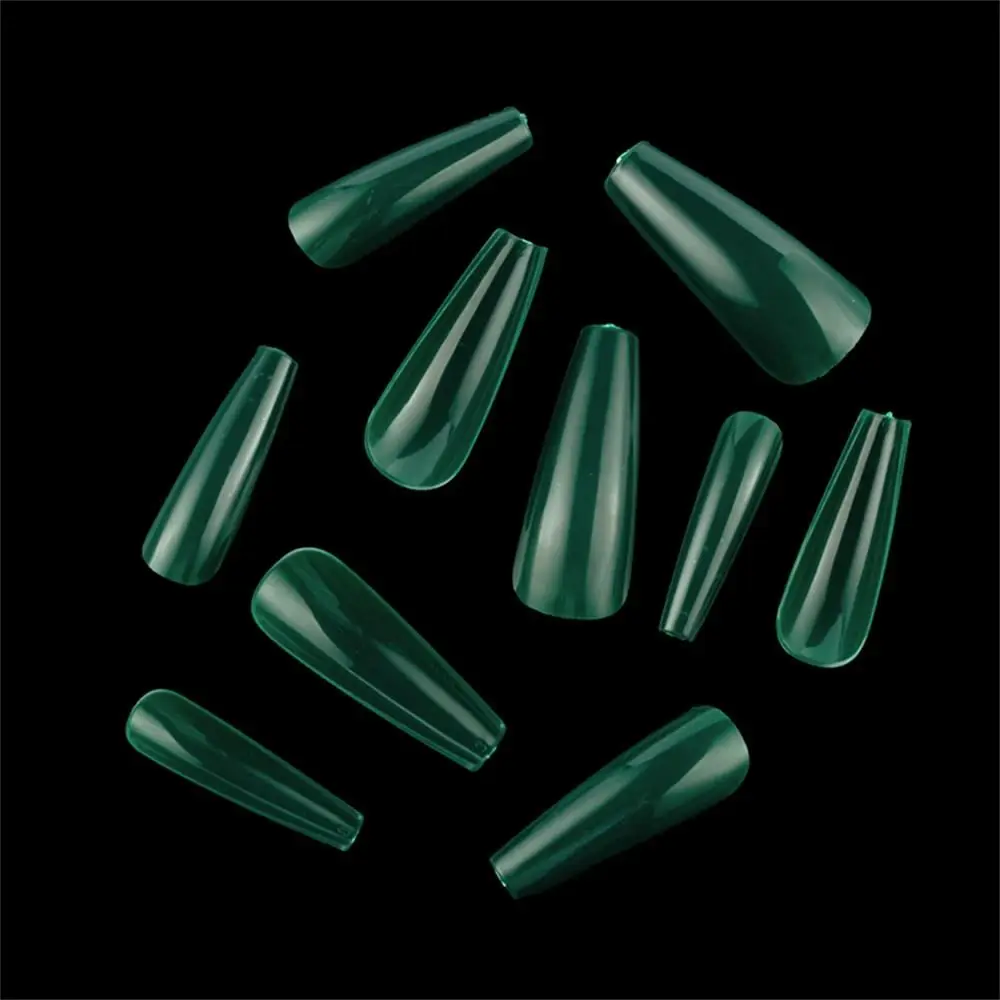 500pcs Colorful False Nails Long Ballerina Coffin Shape UV Shiny Extra Long Full Wrap Solid Color Ballerina Nails