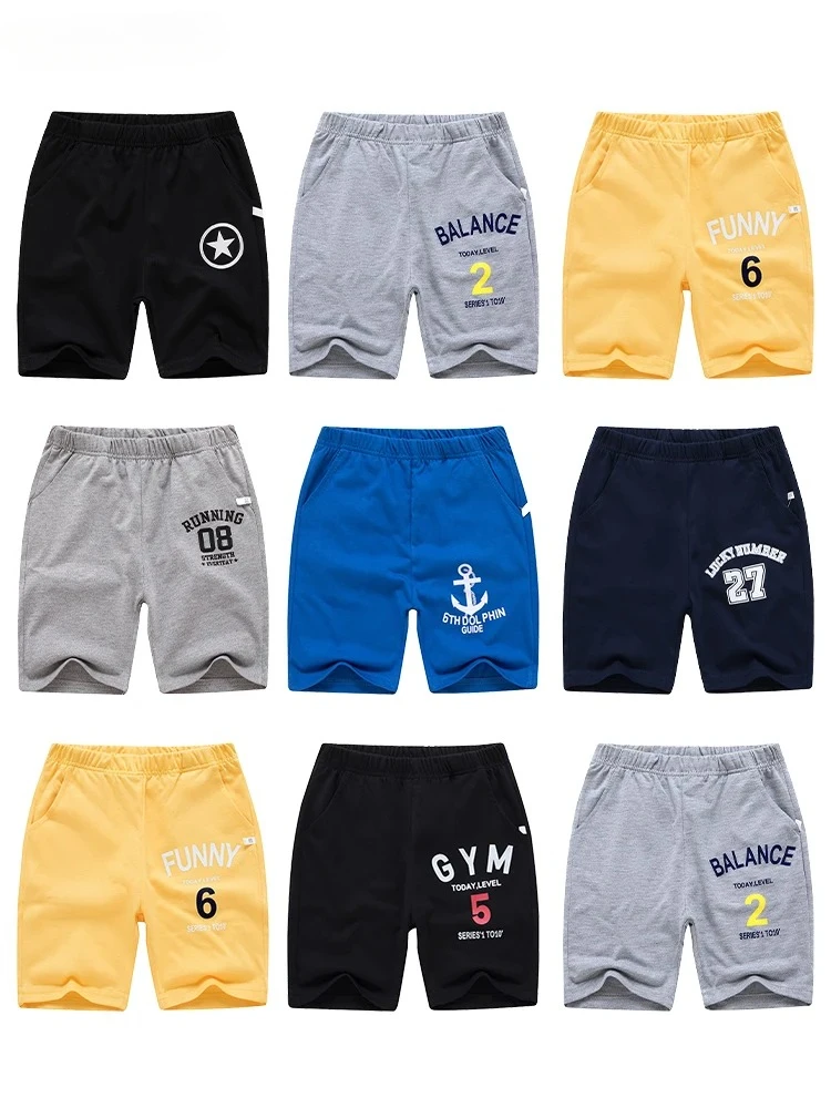 2024 Childrens New Fashionable Summer Cool Shorts for Boys Leisure Elastic Waist Comfortable Cotton Sports Shorts 2-14 Years Old