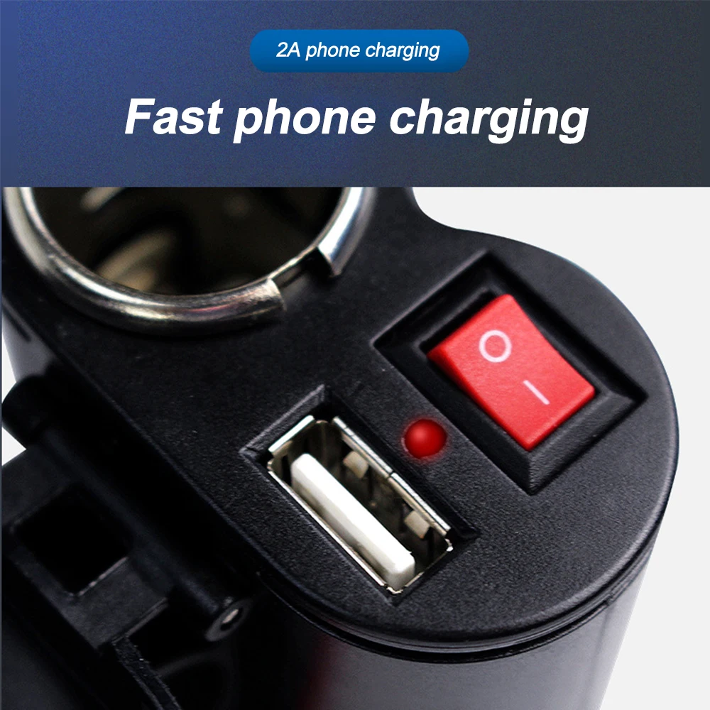 Motorcycle USB Charger Cigarette Lighter Socket Motorbike Handlebar Power Adapter with Switch Waterproof For Phone Navigation