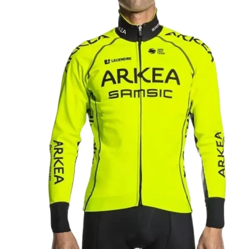 Winter Cycling Pro Team Arkea Samsic Fluorescent Color Jacket Thermal Fleece Bicycle Jersey Roupa Ciclismo Hombre Bike Apparel