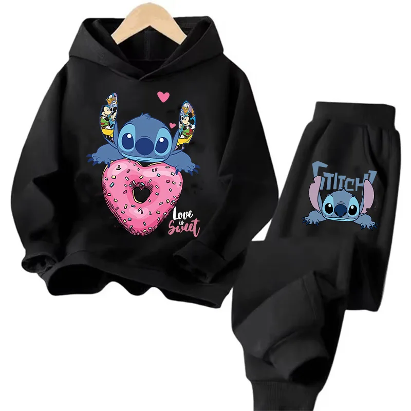 Children Hoodies Stitch Kawaii Fashion Pullover Sweatshirt Anime Trucksuit Manga Cartoons Girls Boy Kids Autumn Casual Clothes