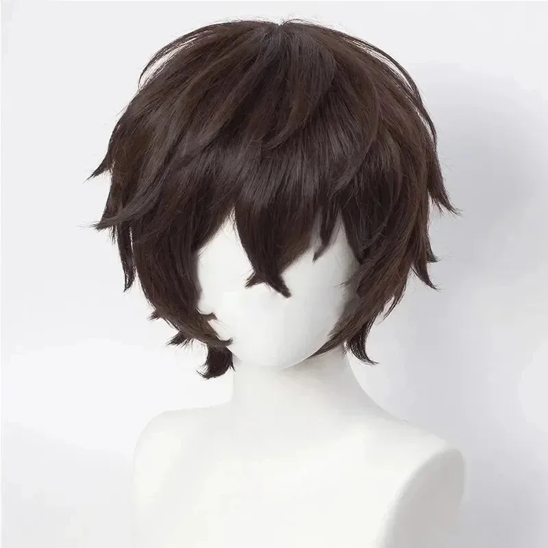 AIAI 2025High Quality Dazai Osamu Wig Anime Bungo Stray Dogs Cosplay Short Brown Heat Resistant Synthetic Hair Wigs