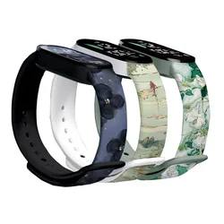 Colorful Soft Silicone Mi Band9 8 7 Flower Printed wrist strap Strap Watchband For Xiaomi Band 6 5 4 3 Sports bracelet Bracelet