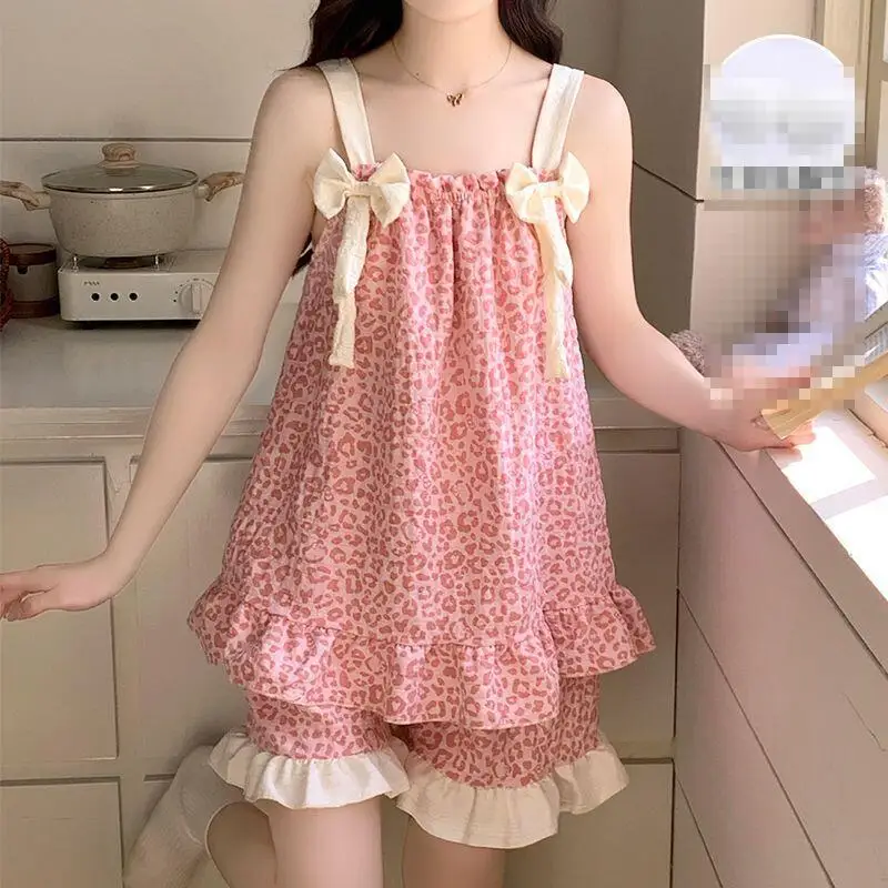 Korean Version Women's Fashionable Short Sleeved Shorts Set Sweet Princess Pajamas Summer Youth Loose Casual Home Clothes Kawaii