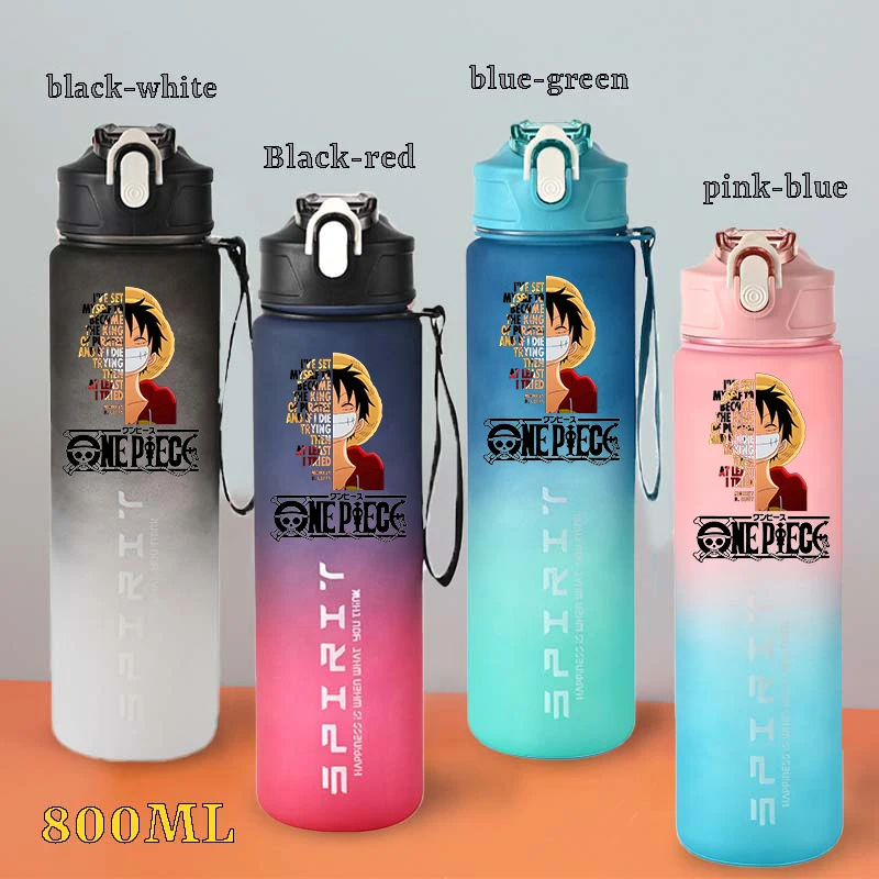 

800ml One Piece Summer Water Bottle Portable Drinking Glass Anti-drop Cute Straw Cup Anime Travel Kettle Sport Supplies Gifts