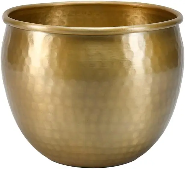 

Serene Spaces Living Gold Brass Look Vintage Aluminum Vase - Perfect Decorative Accent For Plants, Weddings, And Events