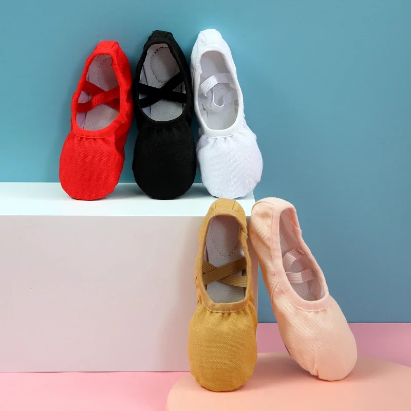 Chinelos De Dança De Lona Apontada Das Meninas, Sapatos De Prática De Balé Macio, Sapatos De Ginástica Infantil, Alta Qualidade