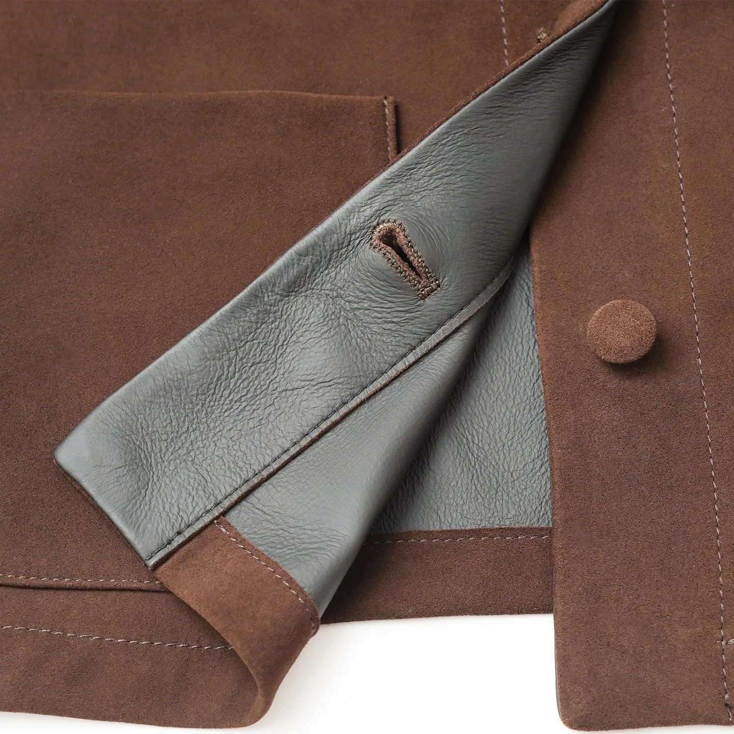 여성용 패셔너블한 네 개의 포켓이 있는 작업복 스타일 스웨이드 무광 양가죽 재킷