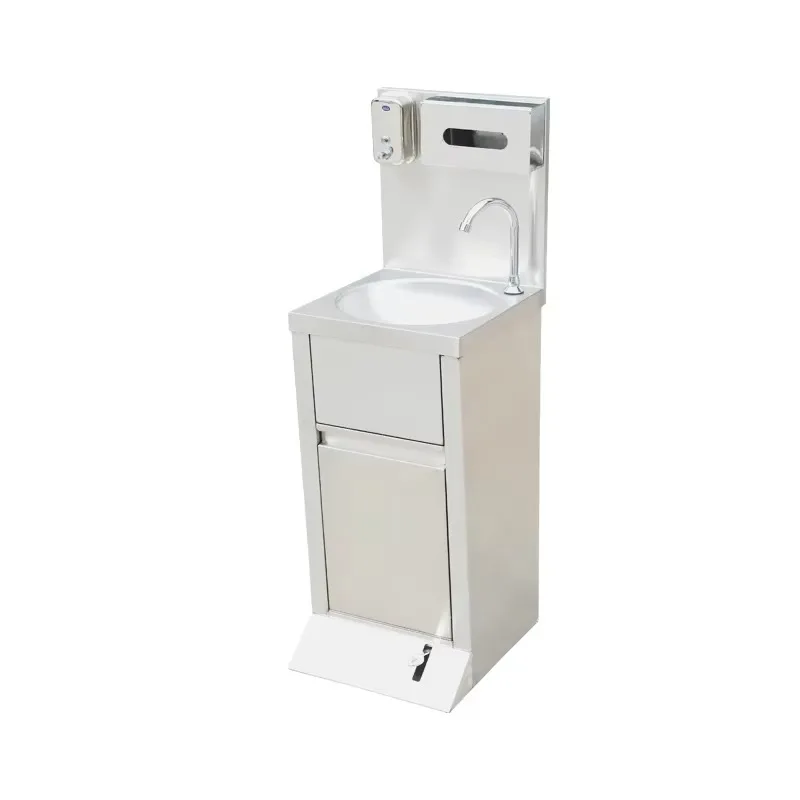 Stainless steel heavy-duty corrosion-resistant kitchen sink outdoor sink with adjustable height legs and foot pump