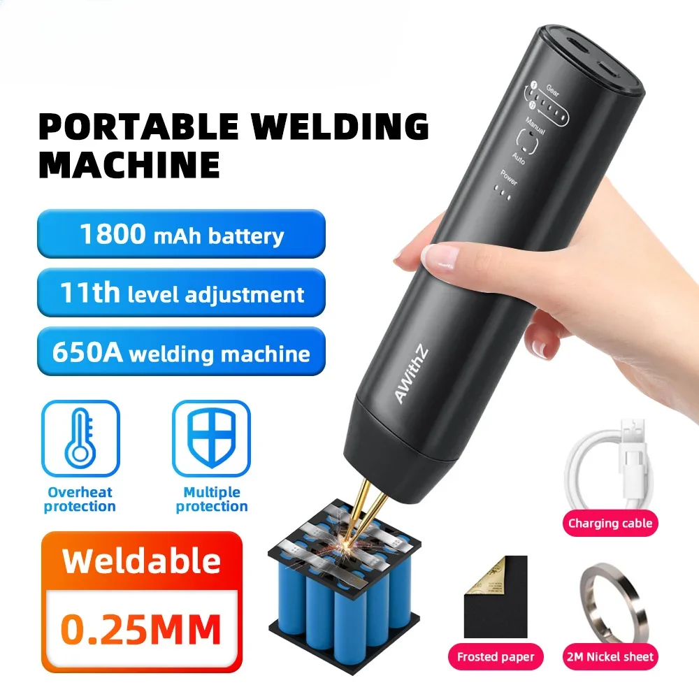 

11 Gears Spot Welder Adjustable Mini Portable Handheld Digital Display Spot Welding Machine Automatic Manual Modes 18650 Battery