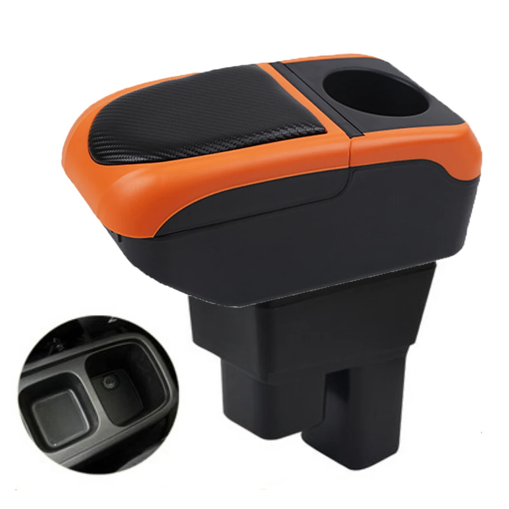 

For Car Honda Fit Jazz GE Armrest Box Arm Elbow Rest Center Console Storage Case with Cup Holder USB Port