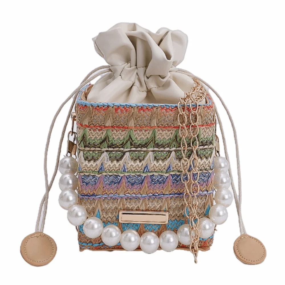 

Вечерний кошелек, богемная соломенная сумка на плечо, квадратная сумка-тоут INS, повседневная портативная сумка-ведро на шнурке, сумка для путешествий на открытом воздухе