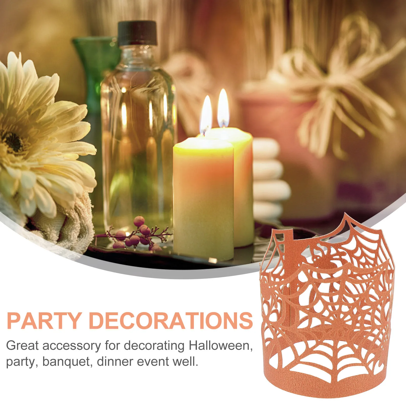 50Pcs LED Lampshades Spiderweb Paper Wrappers Halloween Tea Light Holders Party Decor Cupcake Wrappers Table Decorations