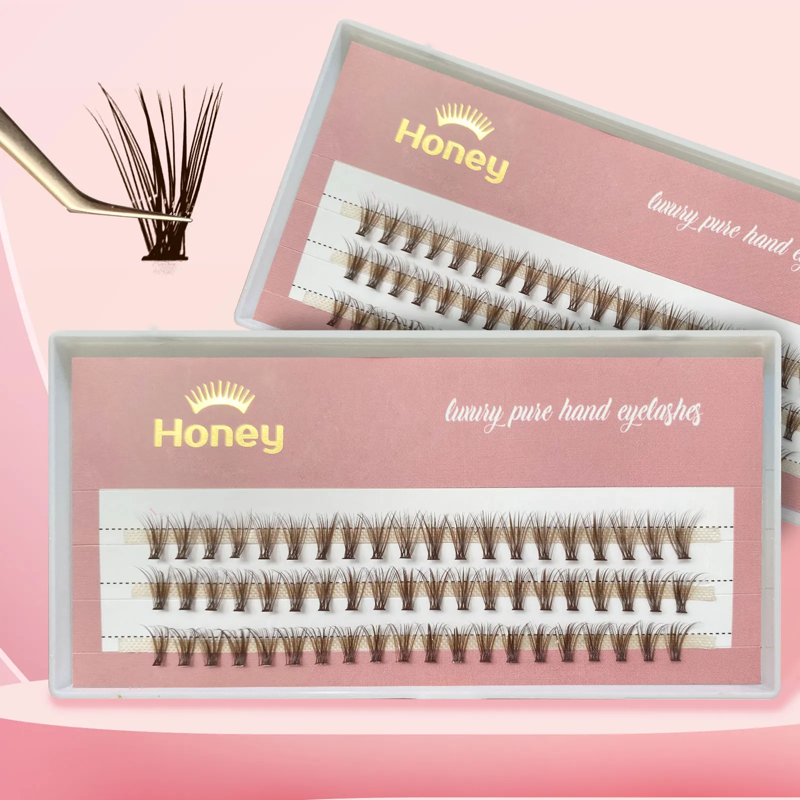 Brown 20D Cluster DIY Eyelashes Individual Volume False Eyelash