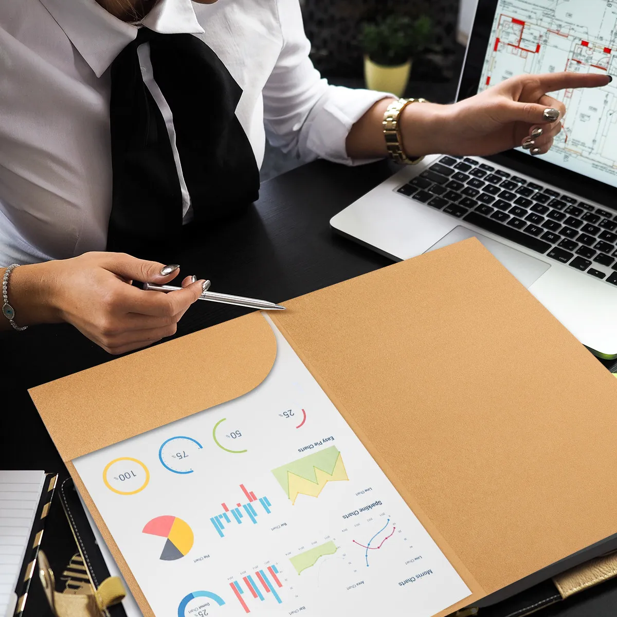 

20Pcs A4 Kraft Paper Document Folder Wear Resistant Paper File Folder for Office Study Presentation Organizer Notes Recipes