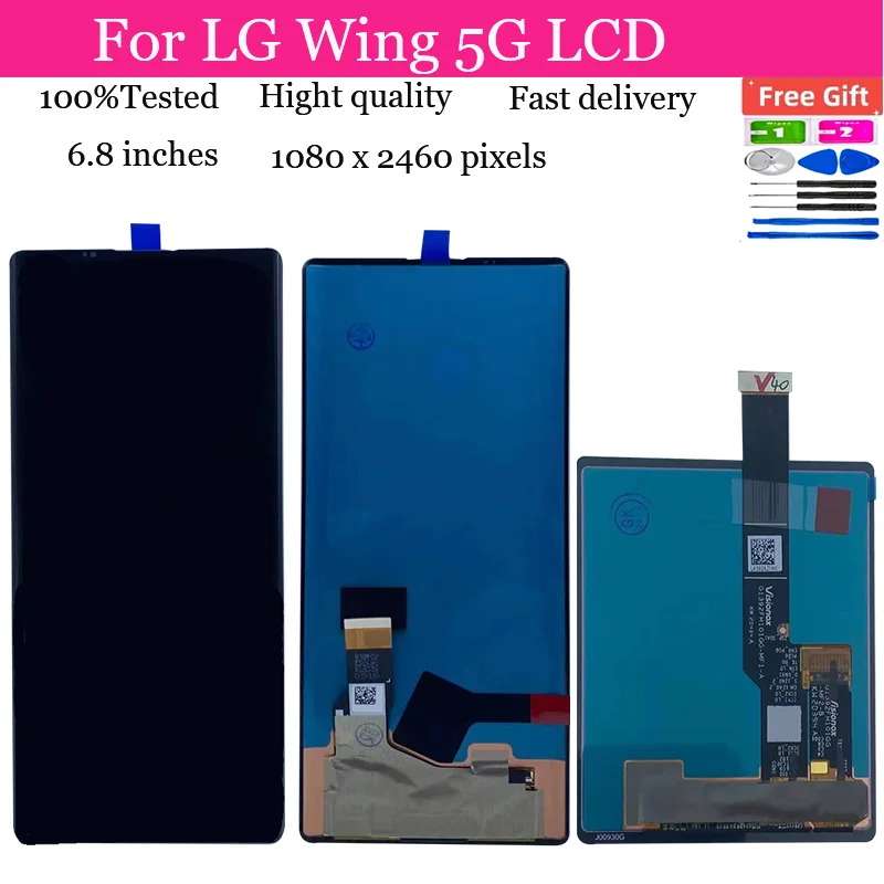 Original For LG Wing 5G LCD Display Touch Screen Digitizer Assembly With Frame LMF100N Display Replacement Repair Parts