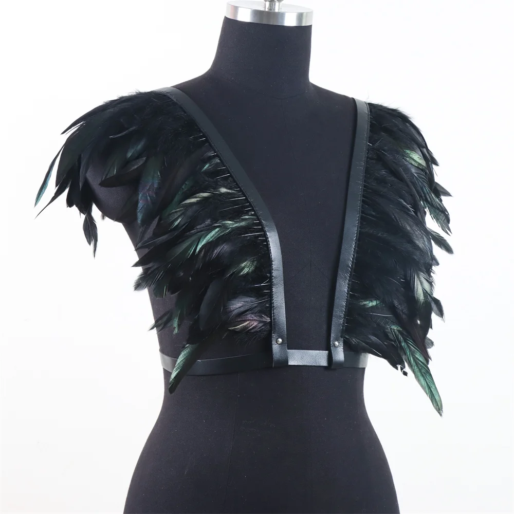 Medieval Feather Belt Halloween Feather Shawl Cloak Renaissance Role Playing Shoulder Feather Belt Cosplay Belt Accessories