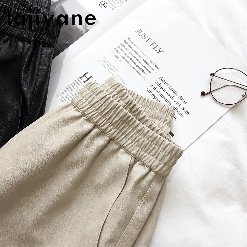 TAJIYANE Genuine Leather Shorts Woman High Waist Real Sheepskin Baggy Short Pants Fashion Spring Women Clothing 2025 шорти