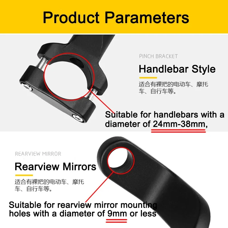 Supporto per telefono cellulare per moto per iPhone Xiaomi Supporto universale per manubrio per specchietto retrovisore Supporto per bicicletta in lega di alluminio