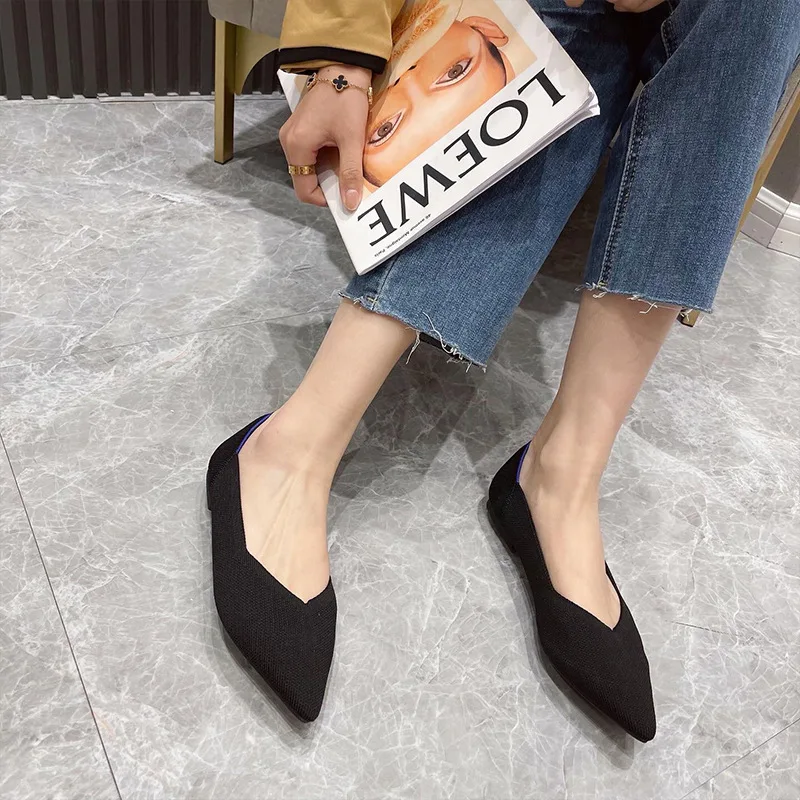 Slip on scarpe basse in maglia mocassini in rete da donna Stretch Ballet Shallow Flats Dress Shoes mocassini Comfort ballerine 2023