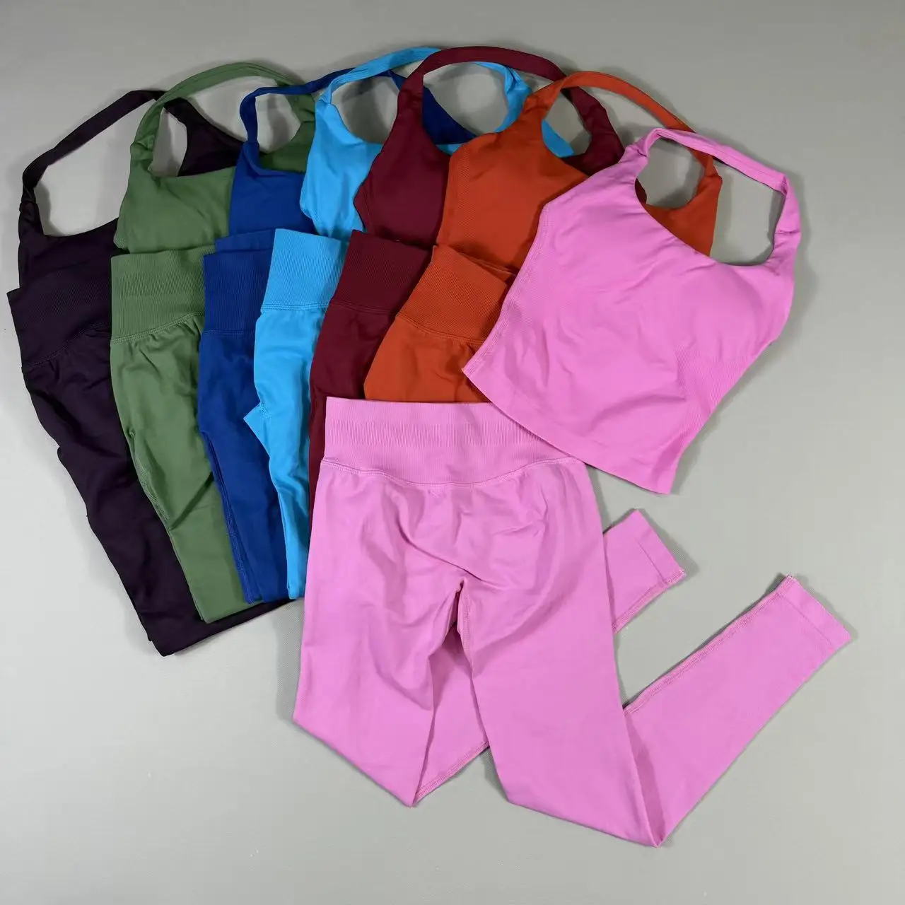 

NO LOGO Yoga outfit sports Impact gym set Halter Top and leggings pant sets Backless halterneck High stretch sportswear