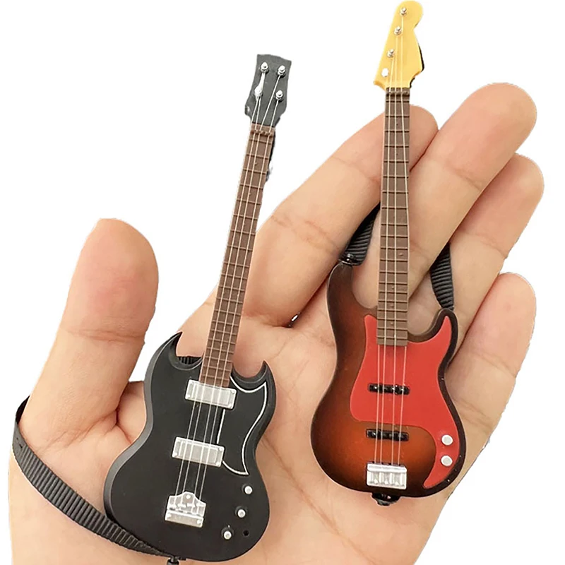 1PC Simulierte Gurt Gitarre Modell 1:12 Puppenhaus Miniatur Musik Elektrische Gitarre Für Kinder Musical Spielzeug Haus Dekoration