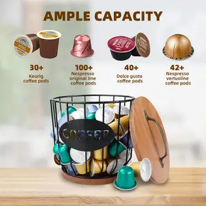 منظم كبسولات القهوة المعدنية مع غطاء ، حامل كبسولات Universal for Nespresso ، منظم ورق فلتر القهوة المنزلية المتين أفضل 10 ماكينات صنع قهوة كبسولة عالمية مبيعا - No8