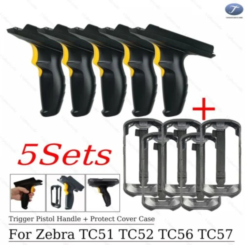 

5Set Snap On Trigger Pistol Handle & Protect Cover for Zebra TC51 TC52 TC56 TC57