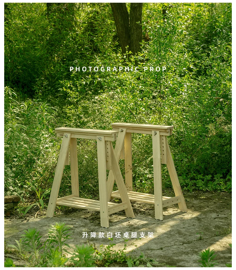 Rustic Wood Table Legs for Outdoor Photo Prop Stool Feet Vintage Workstation Base Industrial Photography Background Setting