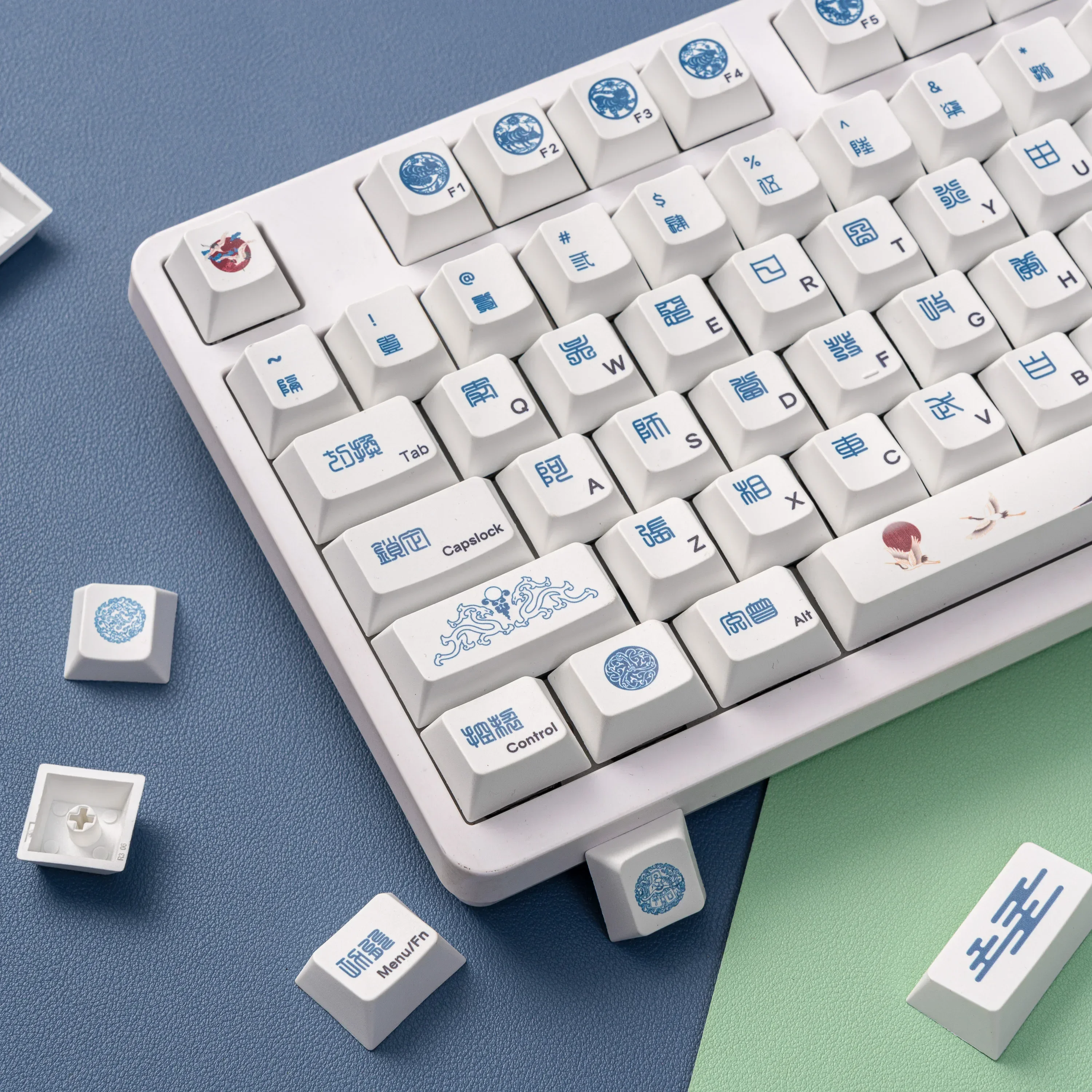 

PBT heat transfer minimalist white keycap original highly opaque adaptation 61/68/84/87/98