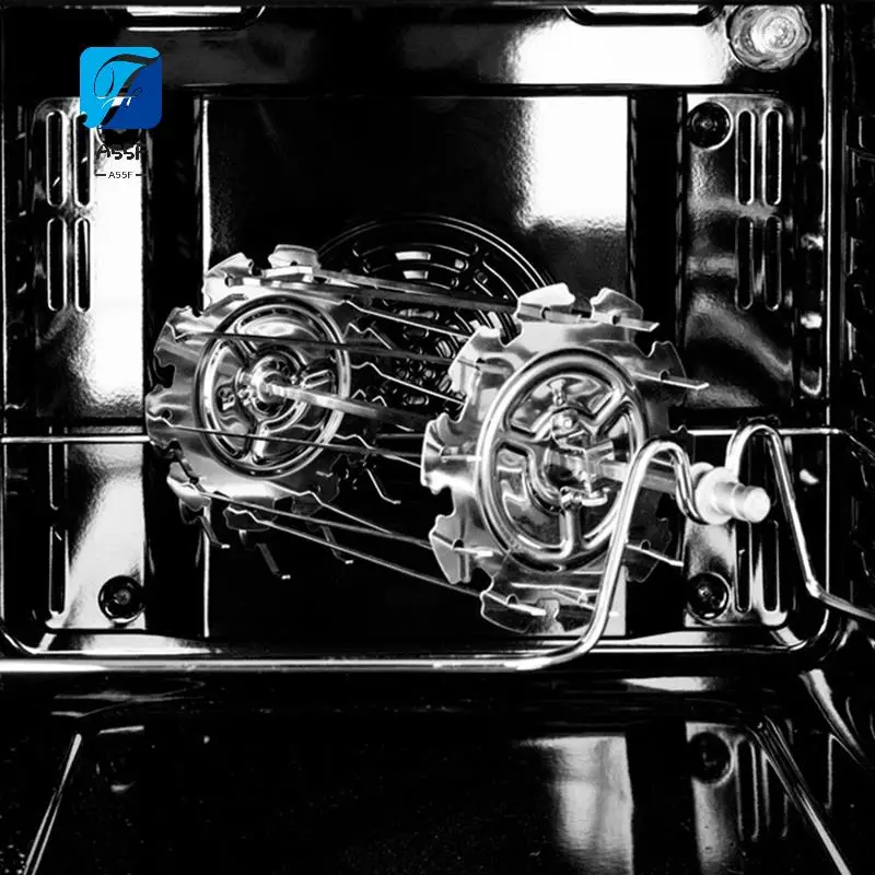 

A55F-304 Stainless Steel Rotating Grill Skewers BBQ Grill Cage Air Fryer Lamb Skewers Grill Electric Oven Accessories