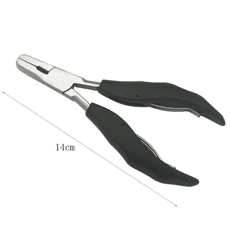 1PC Flat Tip Stainless Steel Hair Pliers Multi Functional Hair Extension Pliers Wide Tip Black handle Hair Extension Tool