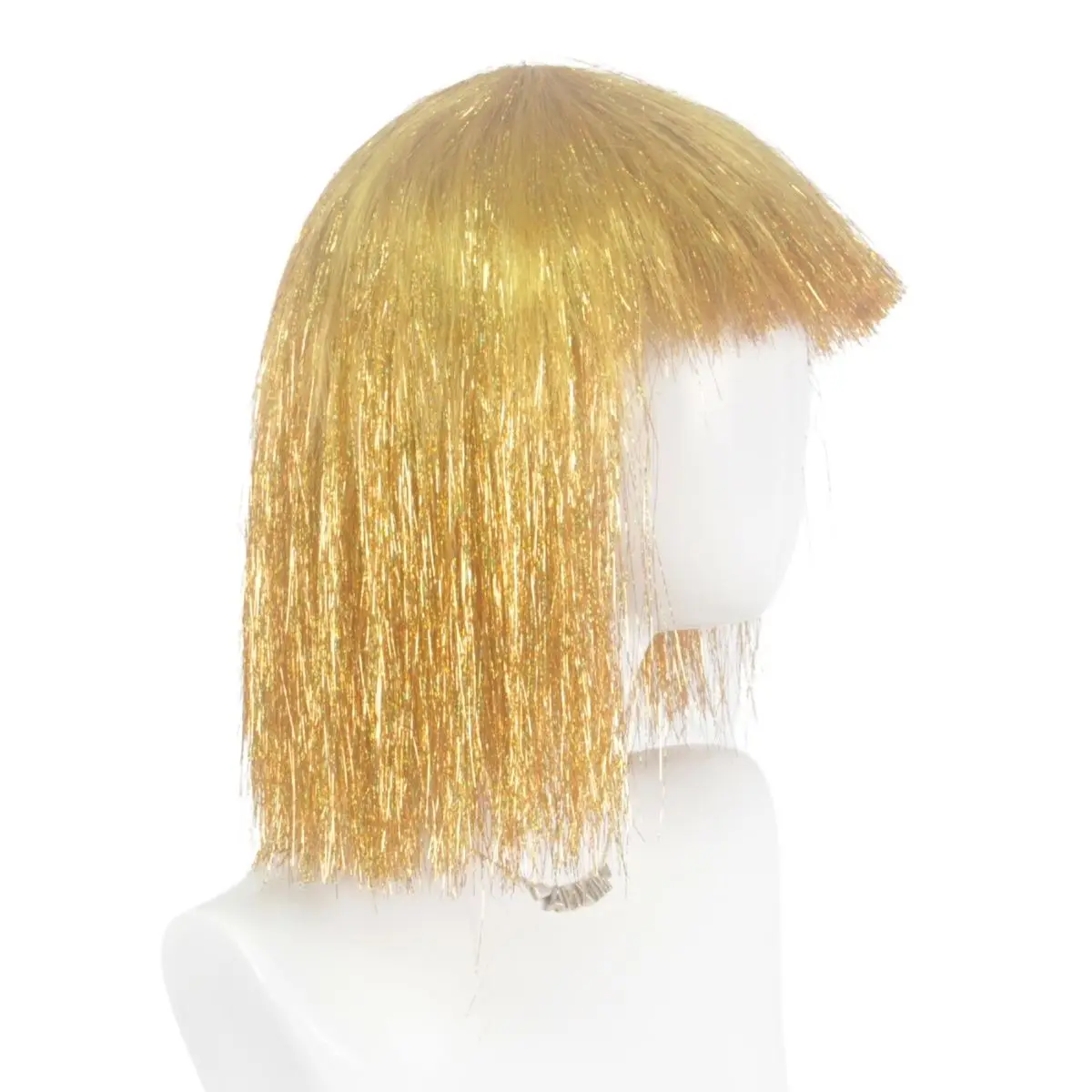 Anxin Golden Silver Tinsel Glitter Carnival Headwear Short Tinsel Foil For Wome Party Wigs