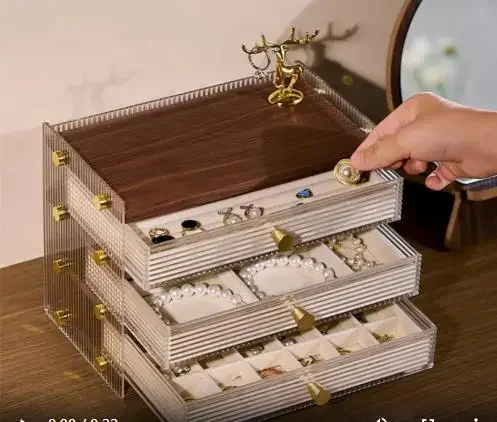 

Multi-layer Jewelry Storage Box Wooden Drawer Jewelry Box Dustproof Storage Bin Display Boxes Jewelry Organizer Jewelrys Tray