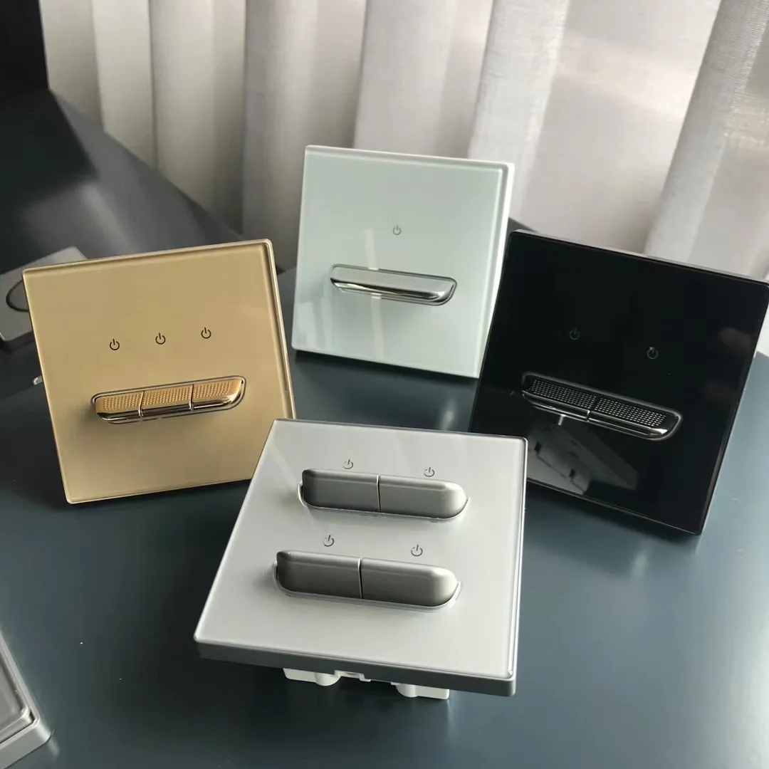 Tempered Glass Panel Switch 1 2 3 4 Gang/2Way LED Indicator Universal Wall Socket with USB Speed Switch Light Switch White 86*86