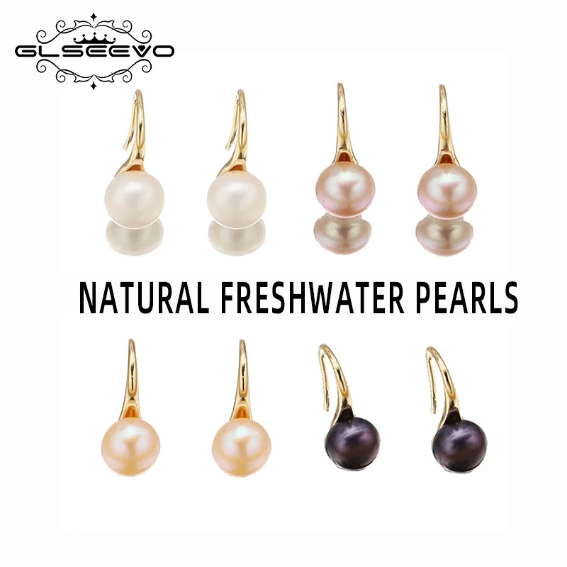 GLSEEVO High Sense Natural Freshwater Pearls Female Ear Hooks Luxury Earrings Give a Gift To A Friend Fine Jewelry