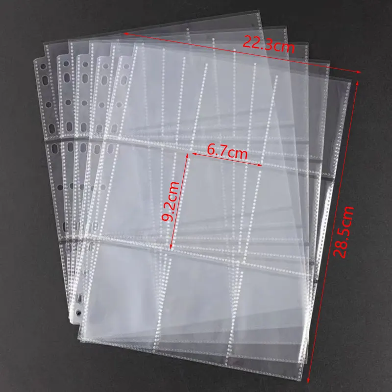 10pcs A4 Binder PP Sleeves Card Map Letters Album Notebook Storage Folder Collect Book Two Sides Loose Leaf 18 Pouches Protector