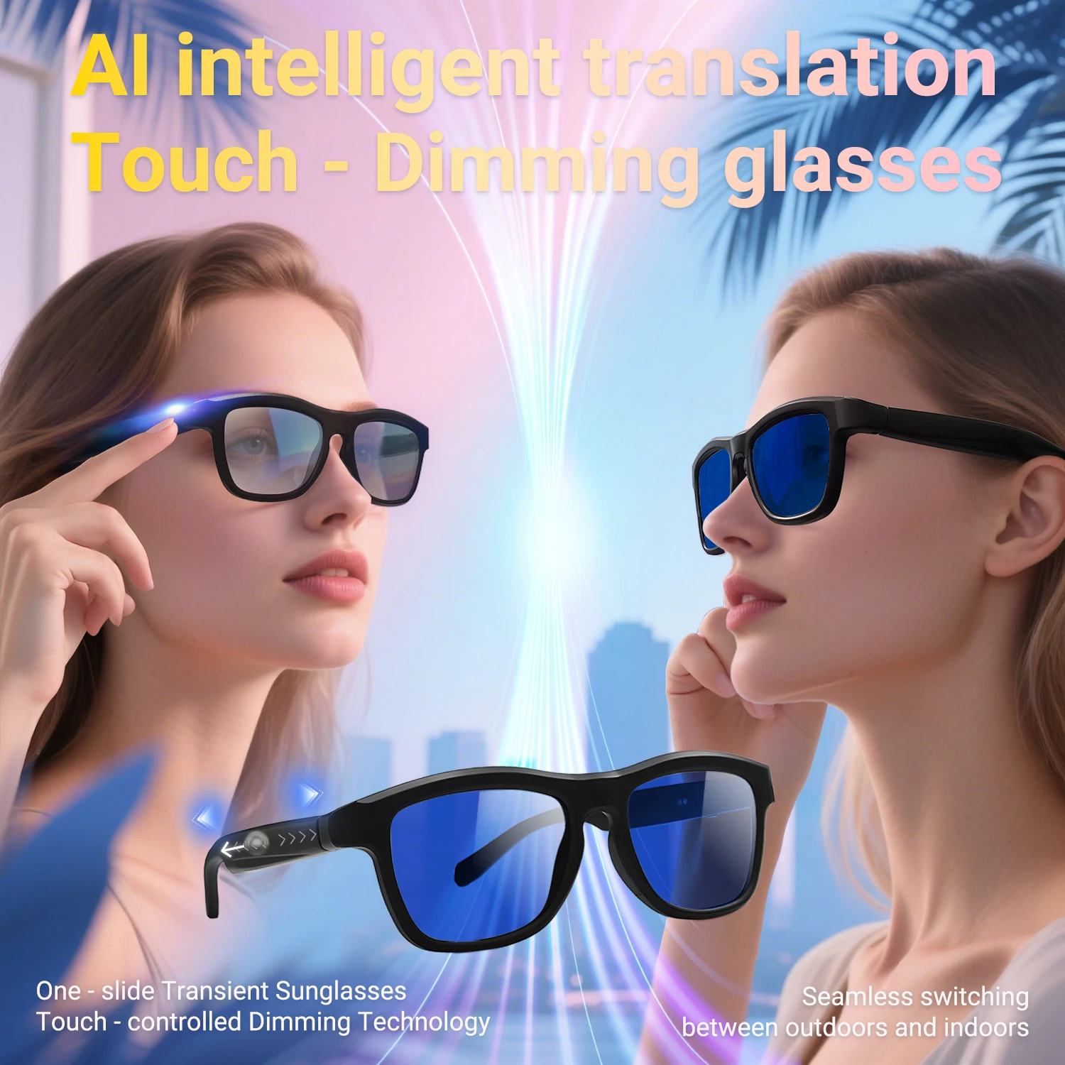 ZECAA gradation intelligente changement de couleur sans fil Bluetooth Intelligent AI traduction Audio casque lunettes couleur changeante lunettes 3