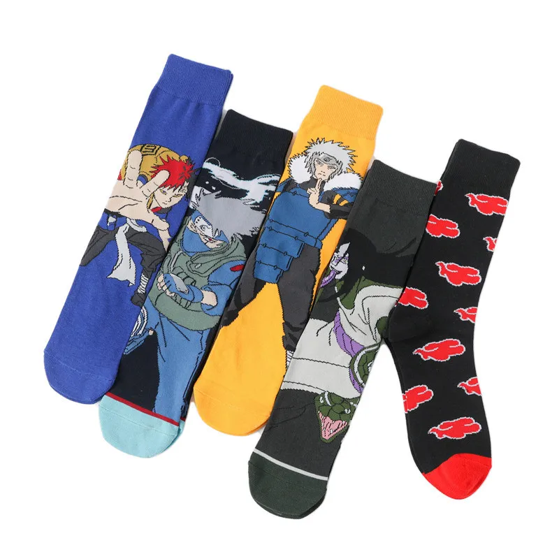 Bandai Naruto Series ถุงเท้าผู้ชายการ์ตูน Naruto Tube ถุงเท้าผ้าฝ้าย