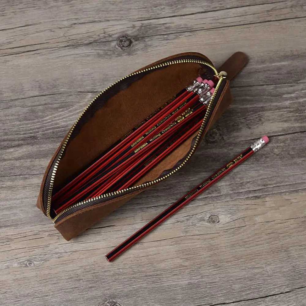 

Простые школьные принадлежности, офисные канцелярские принадлежности, сумка-карандаш из воловьей кожи, чехол для ручек, сумка для хранения очков, сумка в стиле ретро