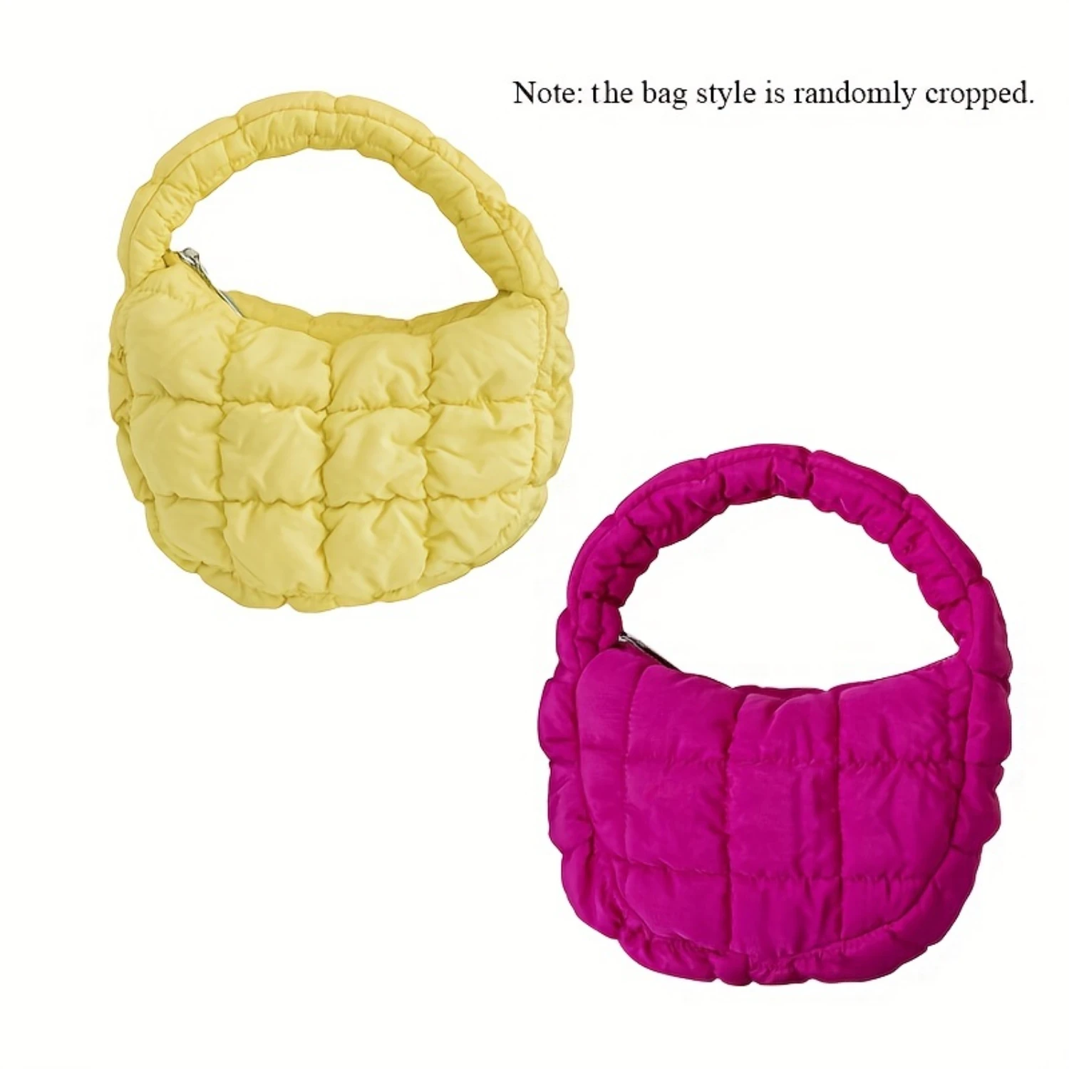 Mini Pleated Quilted Satchel Bag & Solid Color Zipper Cloud Bubble Bag