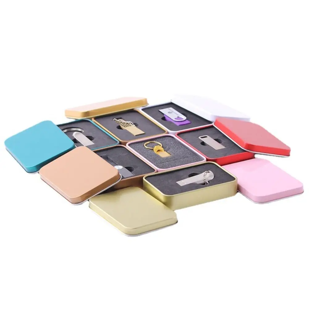 

Multicolor Tin Box with Clear Window Lid Empty Jewelry Box Nail Art Display Case Rectangular Candy Package Metal Box