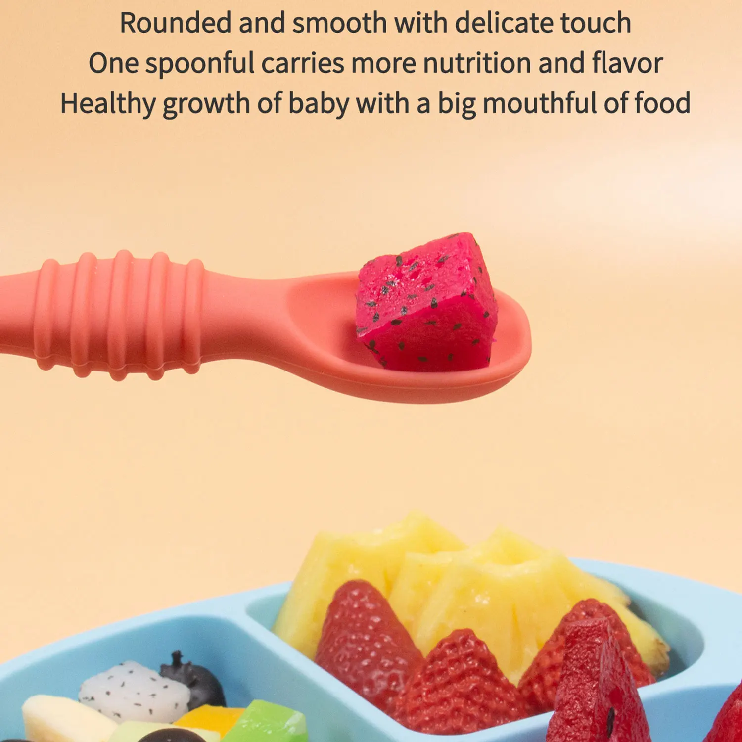 2pcs Baby Spoon Fork Set Food Grade Silicone Sticky Spoon Children Cutlery Training Spoon Feeding Tableware Soft
