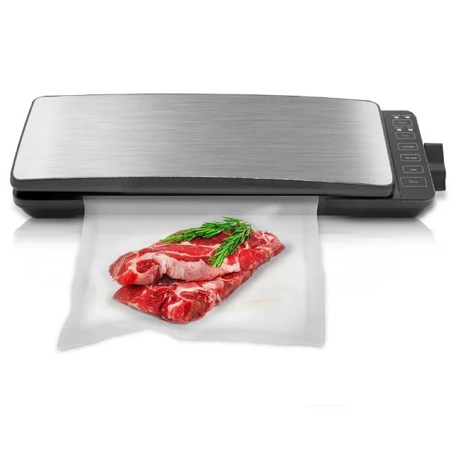 

Food Vacuum Sealer System - 110W Sealed Meat Packing Sealing Preservation . 1 x 3 x 2 inches. Stainless Steel