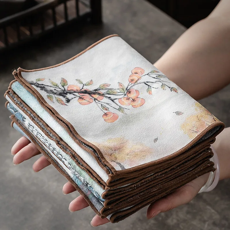 

5 Pcs Japanese Style Cotton Linen Absorbent Tea Table Cloth Tea Towel Teapot Tea Pad Rag Tea Mat Tea Ceremony Accessories
