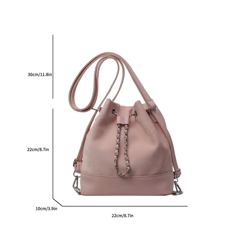 Women Luxury Shoulder Bag Female Leather Bag New Fashion Girl Crossbody Drawstring Bag Bucket Bags Shoulder Strap Handbag