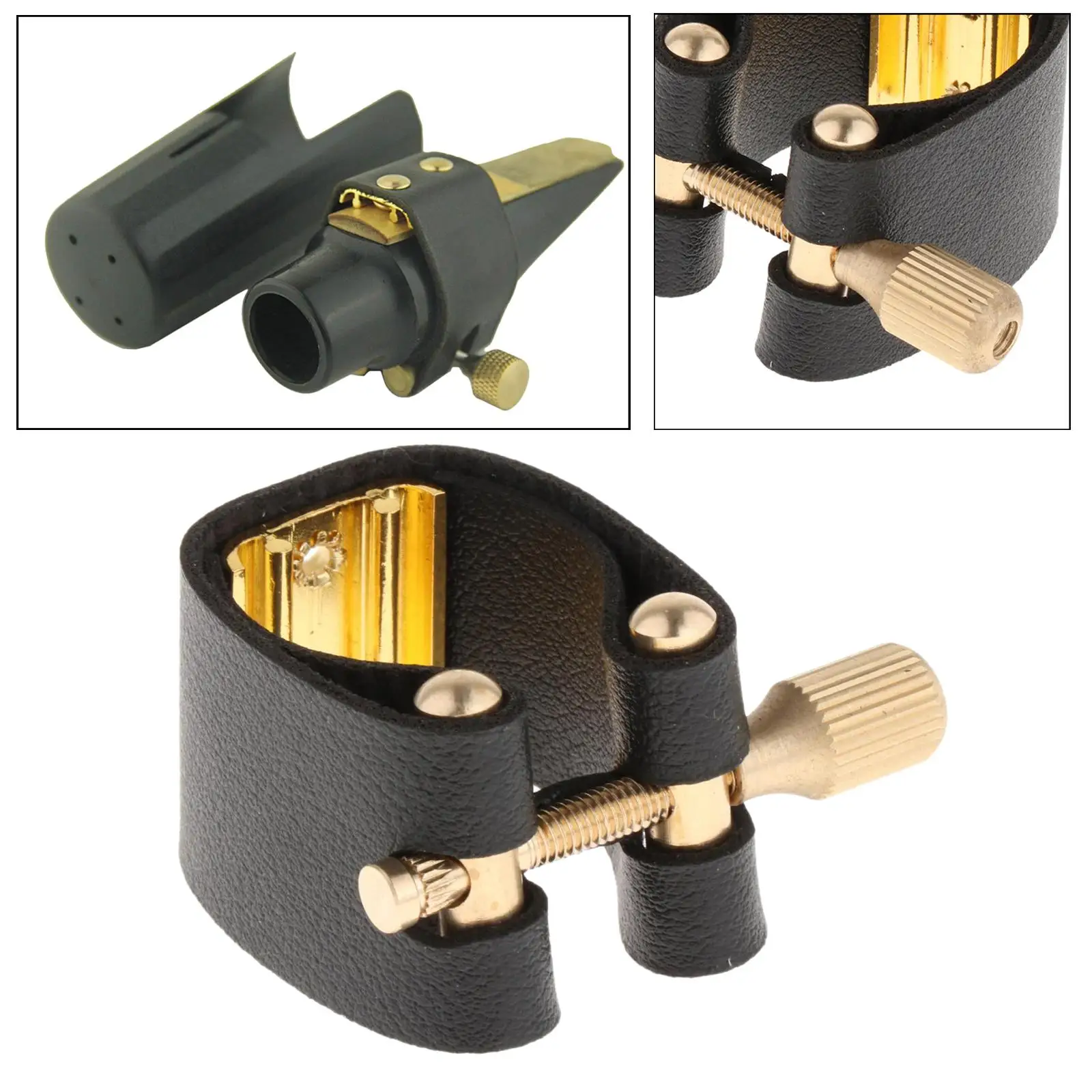 Saxofone bocal conjunto, ligadura fixador, instrumentos musicais, ferramenta de reparo, PU ligadura para orquestra, jogadores